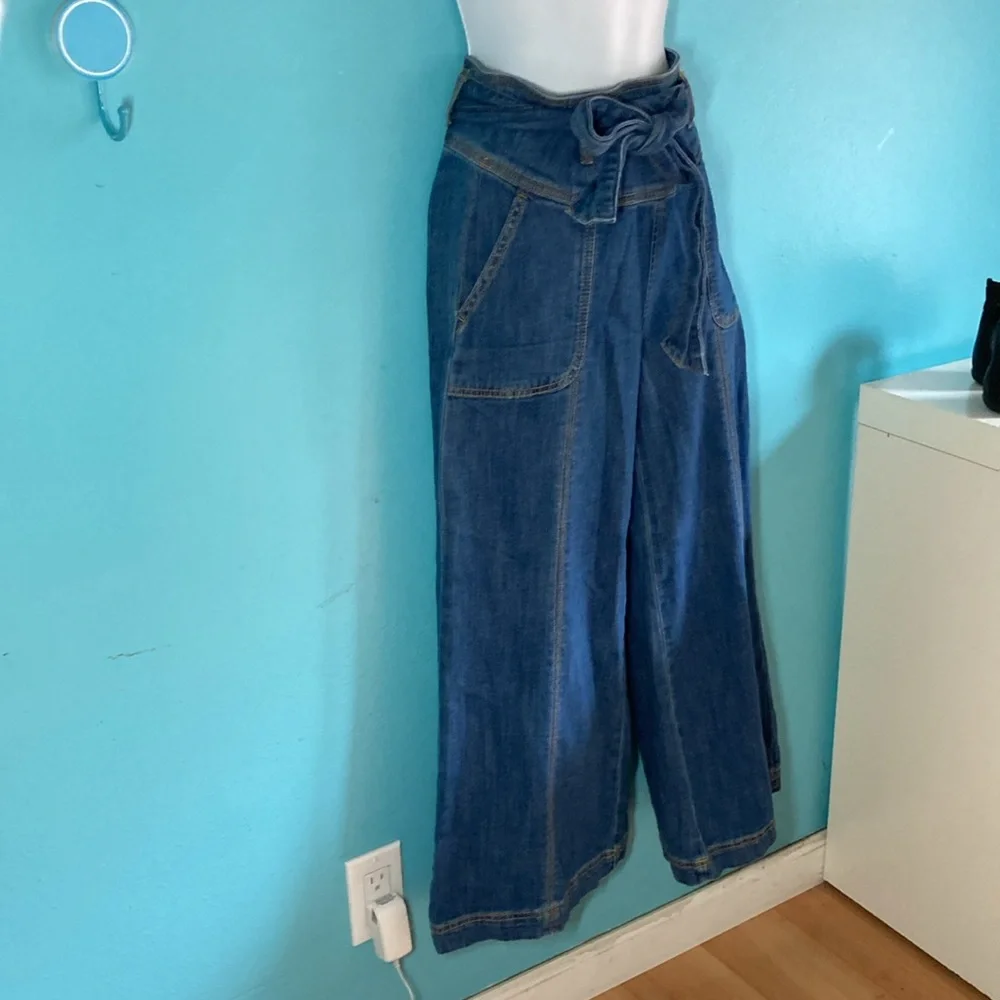 Pilcro Anthropologie Size 26 Women’s Wide Leg Crop Denim Pants Jeans